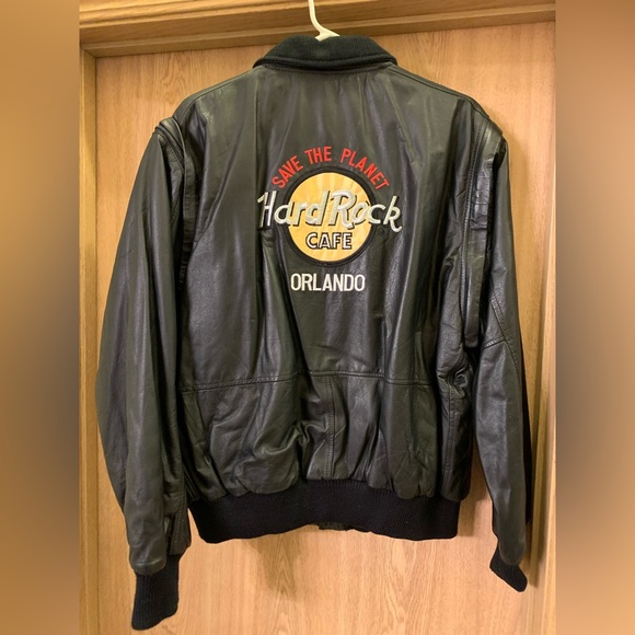 Mens large Hard Rock Cafe Orlando leather jacket - Picture 1 of 2